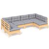 vidaXL Set mobilier grădină cu perne gri, 6 piese, lemn de pin