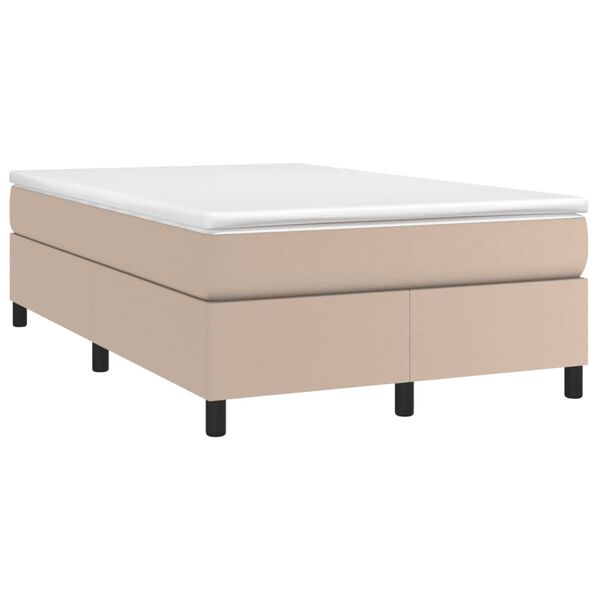 vidaXL Pat box spring cu saltea, cappuccino, 120x190cm piele ecologică