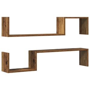 vidaXL Rafturi perete 2 buc., lemn vechi, 100x15x20 cm, lemn prelucrat