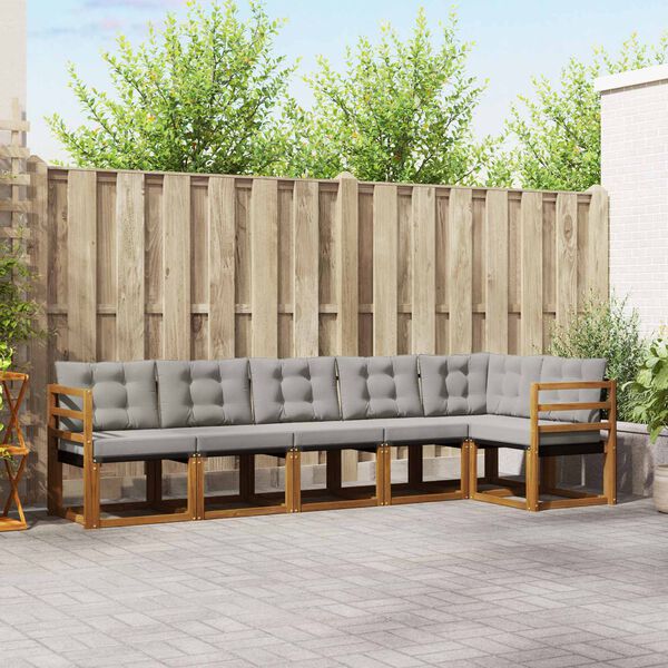 vidaXL Set de canapele de exterior 6 pcs Gri natural și deschis