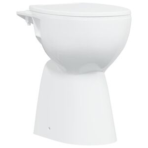 vidaXL Toaletă fără bord 7 cm &icirc;nălțime suplimentară &icirc;nchidere ușoară ceramică albă