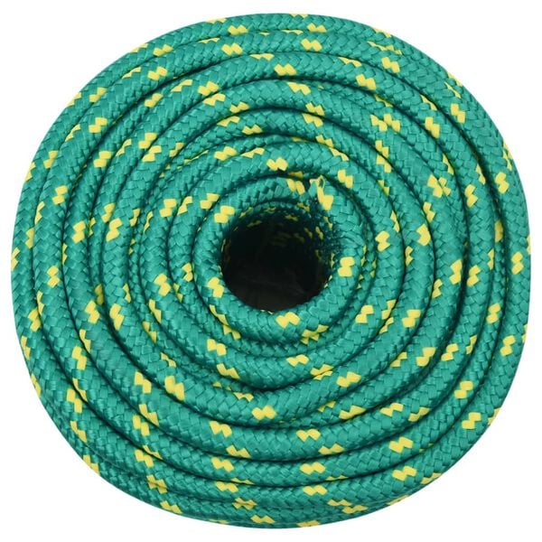 vidaXL Fr&acirc;nghie de barcă, verde, 12 mm, 50 m, polipropilenă