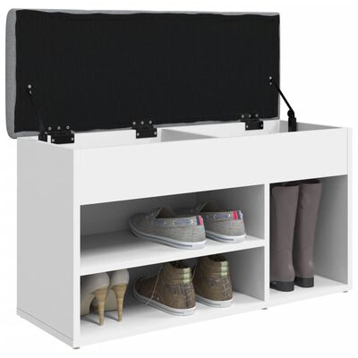 vidaXL Bancă de pantofi, alb, 82x32x45,5 cm, lemn prelucrat