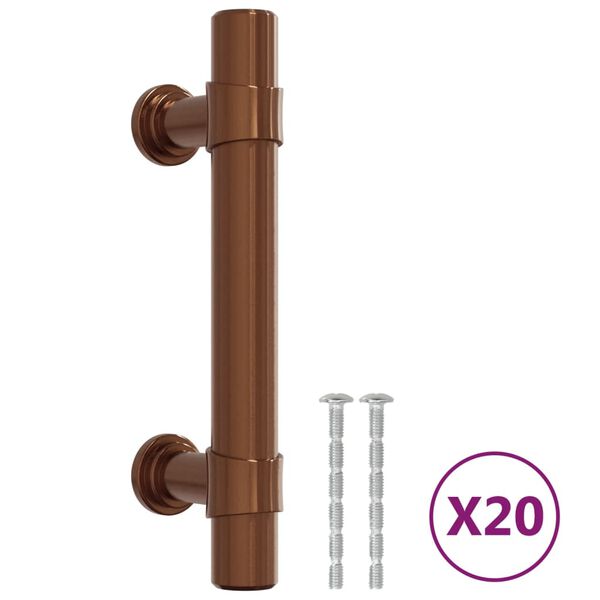 vidaXL M&acirc;nere de dulap, 20 buc., bronz, 64 mm, oțel inoxidabil