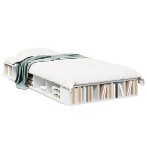 vidaXL Cadru de pat, alb, 75x190 cm, lemn prelucrat