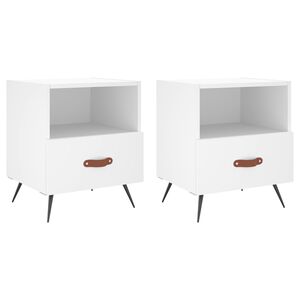 vidaXL Noptiere, 2 buc., alb, 40x35x47,5 cm, lemn compozit