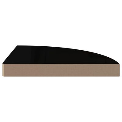 vidaXL Raft colțar de perete, negru extralucios, 35x35x3,8 cm, MDF