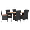 vidaXL Set mobilier de grădină cu perne, 7 piese, negru, poliratan