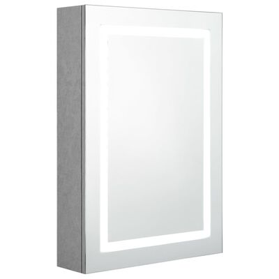 vidaXL Dulap de baie cu oglindă și LED, gri beton, 50x13x70 cm