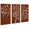 vidaXL Decorațiuni perete de grădină 3 buc. 105x55 cm oțel model copac