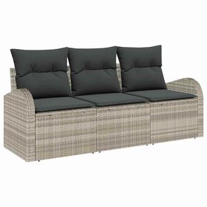 vidaXL Set de canapele pentru grădină 3 pcs Gri deschis Rattan poli