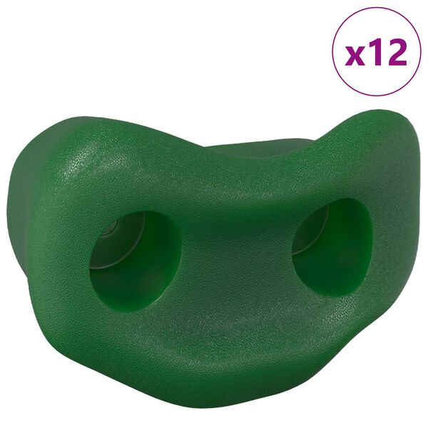 vidaXL Priză de escaladă 12 pcs Verde 100 x 67 x 43 mm PP