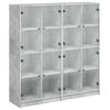 vidaXL Bibliotecă cu uși, gri beton, 136x37x142 cm, lemn compozit