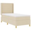 vidaXL Pat cu arcuri cu saltea cu headboard Crem 90 x 190 cm țesătură