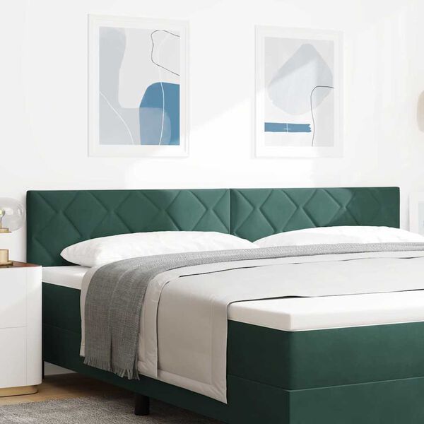 vidaXL Tăblie cap cu headboard Verde &icirc;nchis 200 cm Catifea