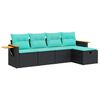 vidaXL Set mobilier de grădină cu perne, 5 piese, negru, poliratan
