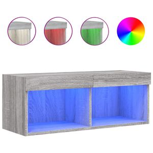 vidaXL Comodă TV cu lumini LED, gri sonoma, 80x30x30 cm