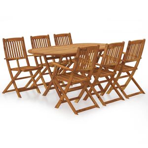 vidaXL Set mobilier de exterior pliabil, 7 piese, lemn masiv de acacia