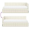 vidaXL Cadru de pat colțar cu saltea cu headboard 2 pcs Crem Catifea