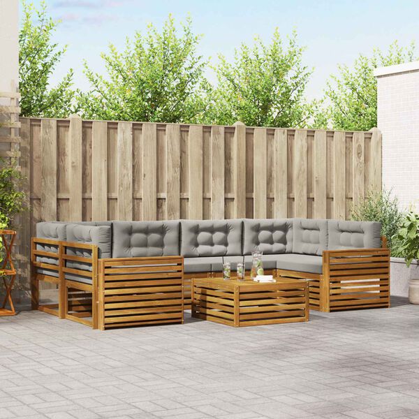 vidaXL Set de canapele de exterior 7 pcs Gri natural și deschis