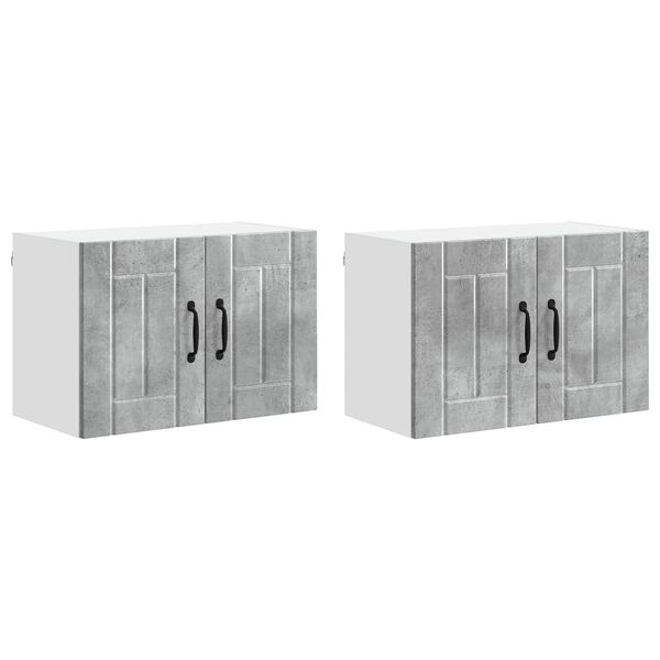 vidaXL Dulapuri de perete pentru bucătărie cu ușă 2 pcs Gri din beton