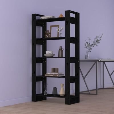 vidaXL Bibliotecă/Separator cameră, negru, 80x35x160 cm, lemn masiv