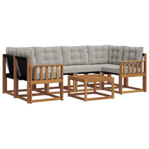 vidaXL Set de canapele de exterior 7 pcs Gri natural și deschis