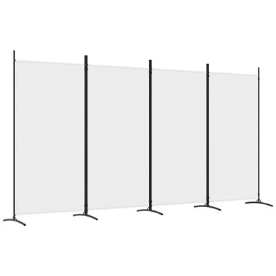 vidaXL Paravan de cameră cu 4 panouri, alb, 346x180 cm, textil