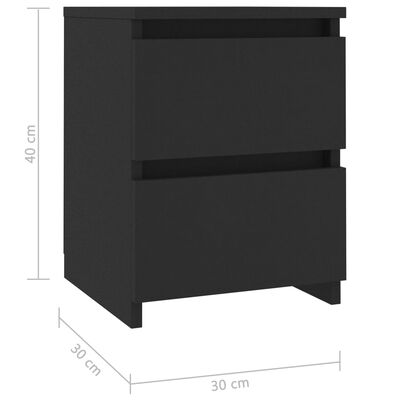 vidaXL Noptieră, negru, 30 x 30 x 40 cm, PAL