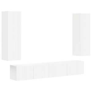 vidaXL Set comodă TV Pe perete 3 pcs Alb Lemn compozit