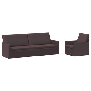 vidaXL Set de canapea 2 pcs Maro &icirc;nchis Țesătură