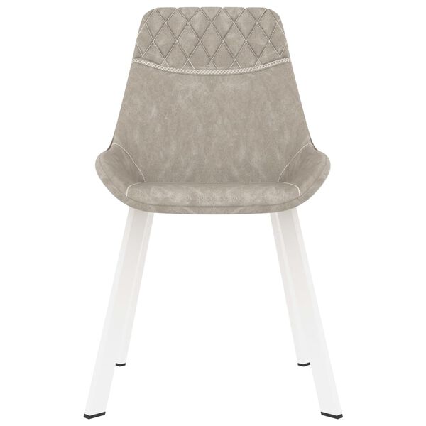 vidaXL Scaune de bucătărie, 2 buc., gri deschis, piele ecologică