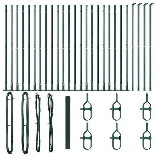 vidaXL St&acirc;lp de gard. Verde 50 x 1,4 m (16 x 16 mm plasă) Oțel și PVC