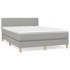 vidaXL Pat box spring cu saltea, gri deschis, 140x190 cm, textil