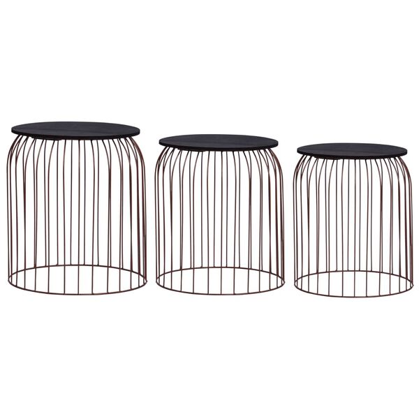 vidaXL Măsuțe de cafea, 3 buc., cupru