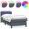vidaXL Pat cu arcuri cu saltea și LED, gri &icirc;nchis, 100x210 cm, catifea