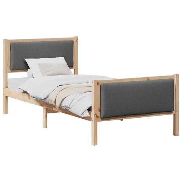 vidaXL Cadru de pat cu headboard Gri închis 100 x 200 cm țesătură