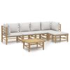 vidaXL Set mobilier de grădină cu perne gri deschis, 6 piese, bambus