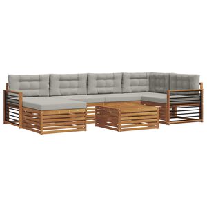 vidaXL Set de canapele de exterior 7 pcs Gri natural și deschis