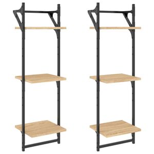 vidaXL Rafturi perete 3 niveluri/bare 2 buc stejar sonoma 30x25x100cm