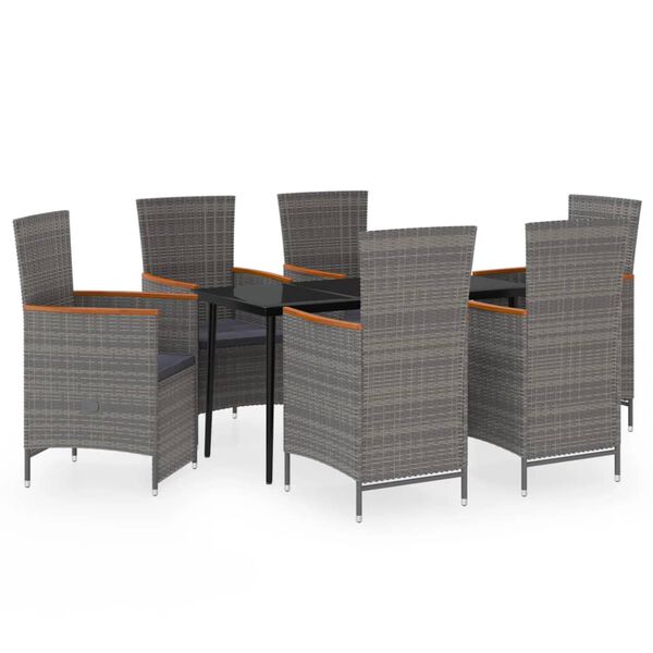 vidaXL Set de mobilier pentru grădină, cu perne, 7 piese, gri