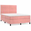 vidaXL Pat box spring cu saltea, roz, 140x200 cm, catifea