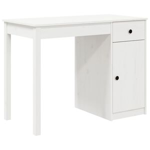 vidaXL Birou, alb, 100x50x75 cm, lemn masiv de pin