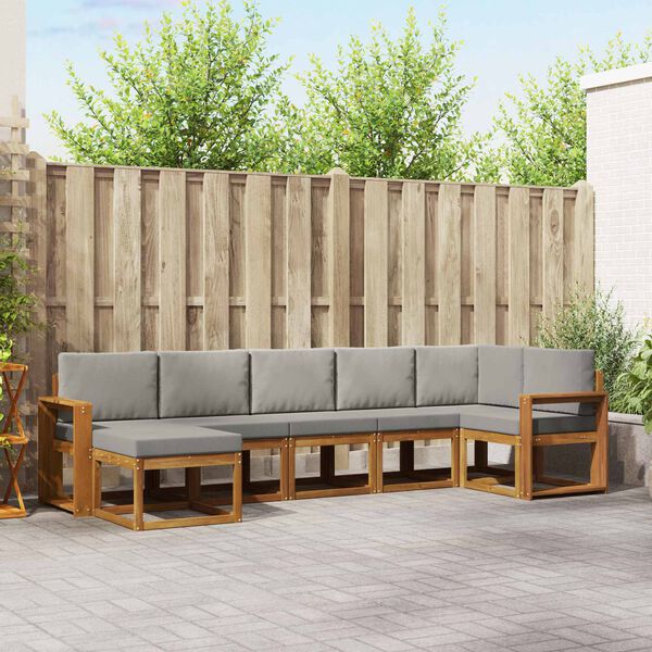 vidaXL Set de canapele de exterior 7 pcs Gri natural și deschis