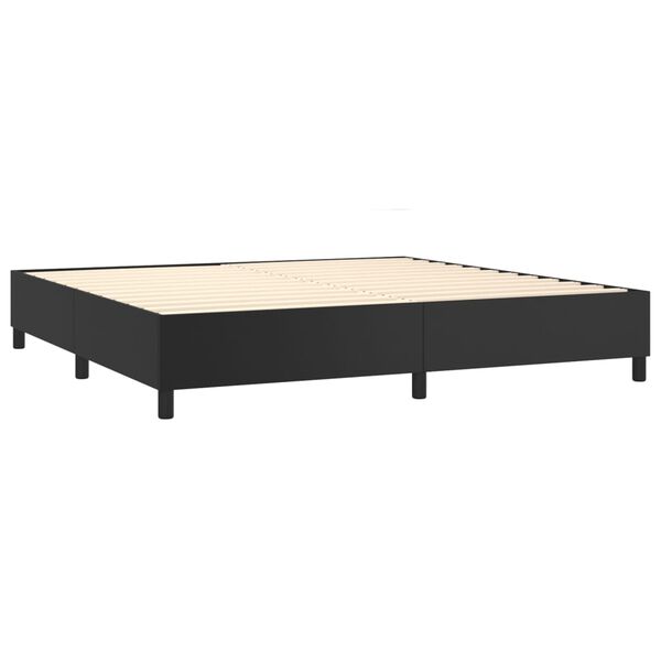 vidaXL Pat box spring cu saltea, negru, 200x200 cm, piele ecologică
