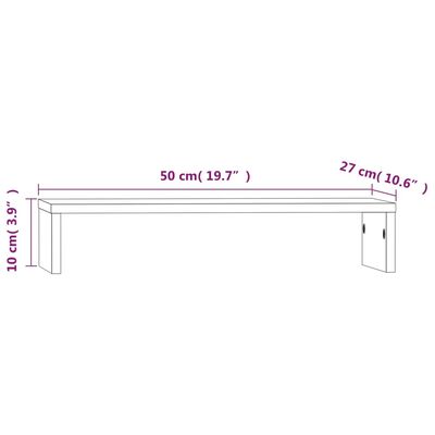 vidaXL Suport pentru monitor, alb, 50x27x10 cm, lemn masiv pin