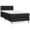 vidaXL Pat box spring cu saltea, negru, 90x190 cm, textil