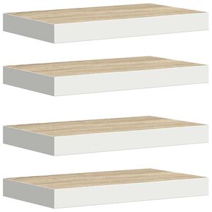 vidaXL Rafturi perete suspendate 4 buc. alb/stejar 40x23x3,8 cm MDF