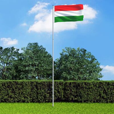 vidaXL Steag Ungaria și stâlp din aluminiu, 6 m