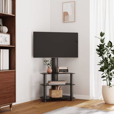 vidaXL Suport TV de colț cu 3 niveluri pentru 32-70 inchi, negru